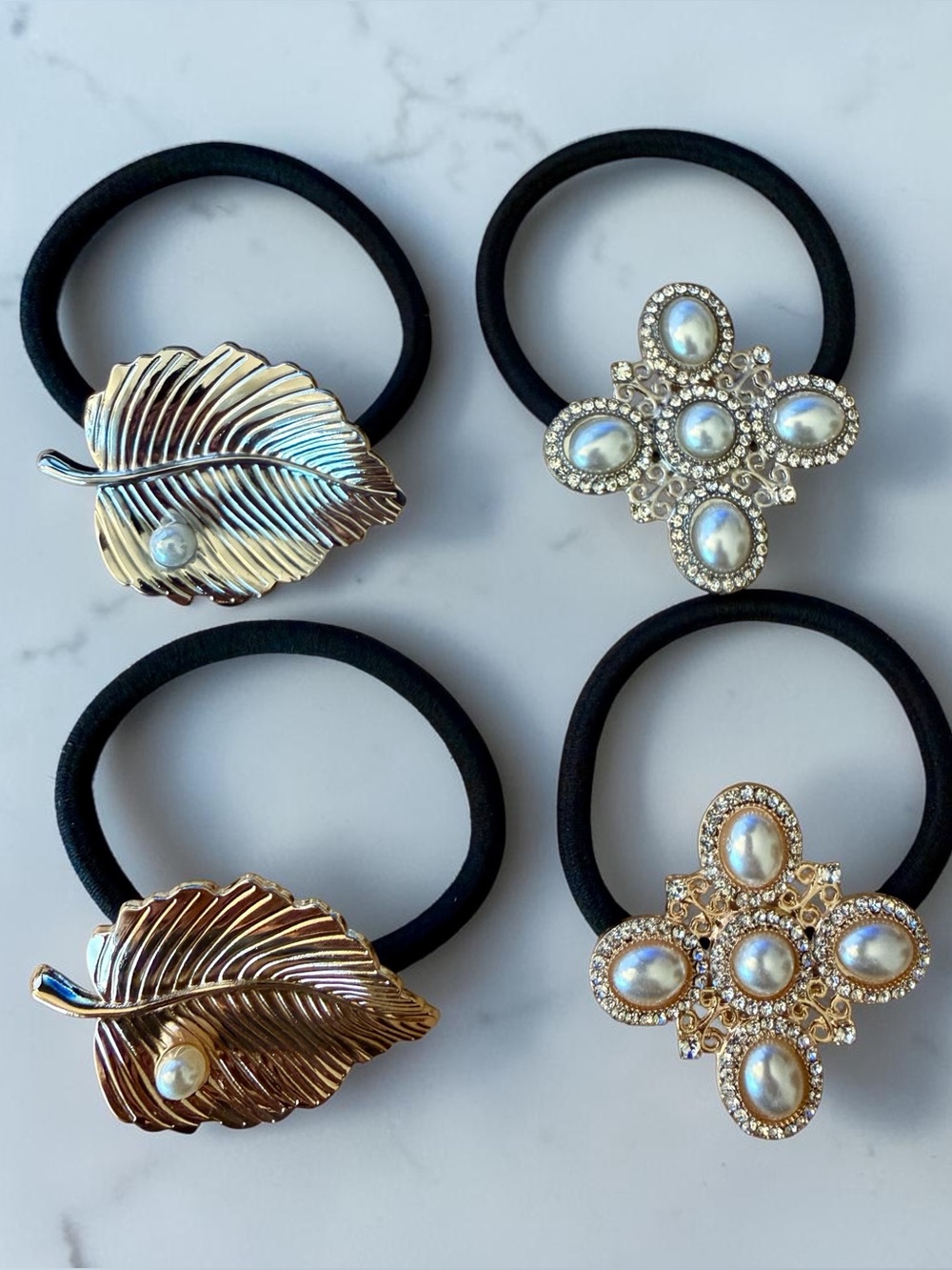 Set of 2 Metal Stretch Hairbands (Gold or Silver)